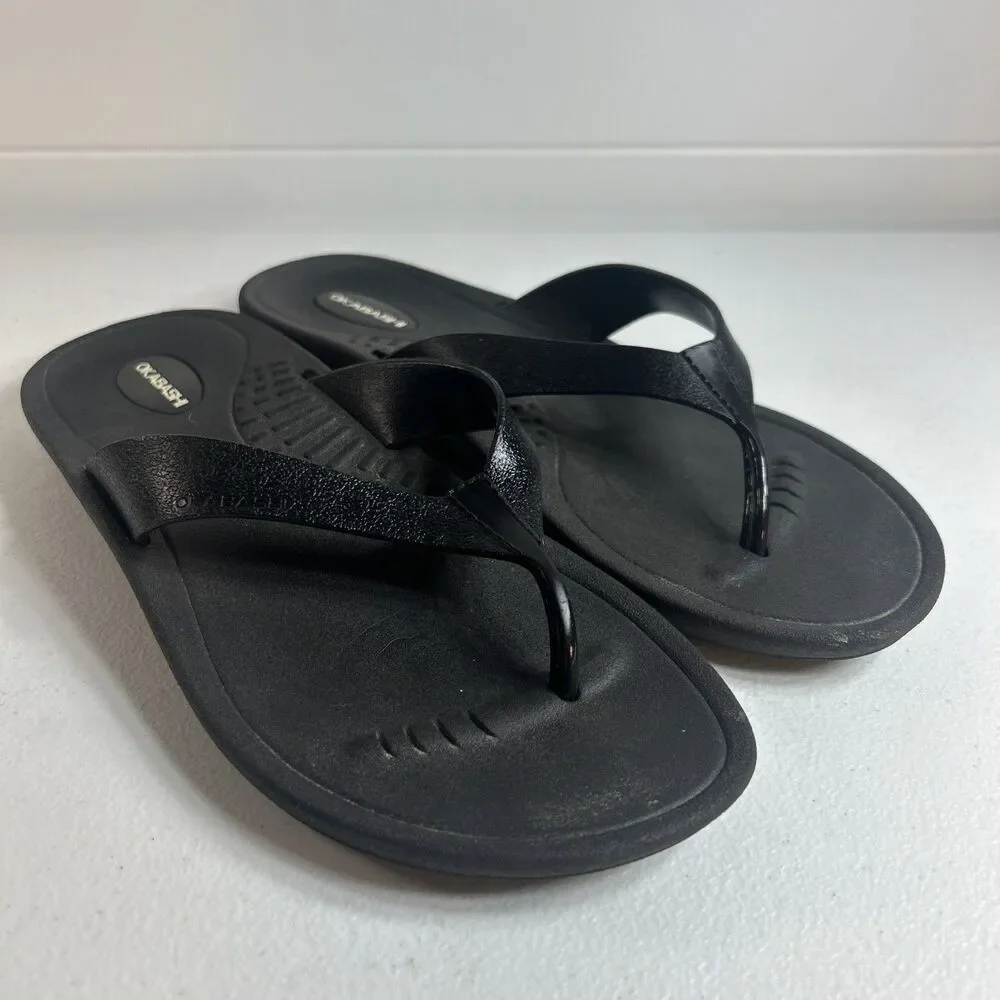 Okabashi Breeze Women’s Sandals Size M Black Flip Flops